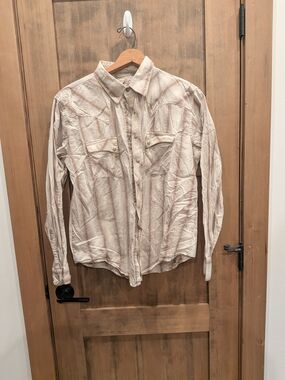 Wrangler Beige and Cream Casual Button-Down Shirt